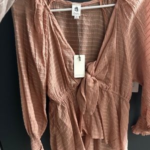 Mauve front tie peplum top flawless brand size small new with tags